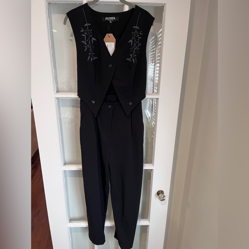 NWT Disturbia Damona Tailored Waistcoat Vest and Trouser Set Black Goth Sz 4 - Picture 6 of 16